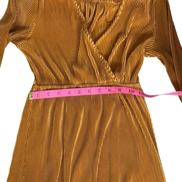 EUC Baltic Born Venus pleated maxi dress, gold mustard, size Xsmall - Picture 6 of 14